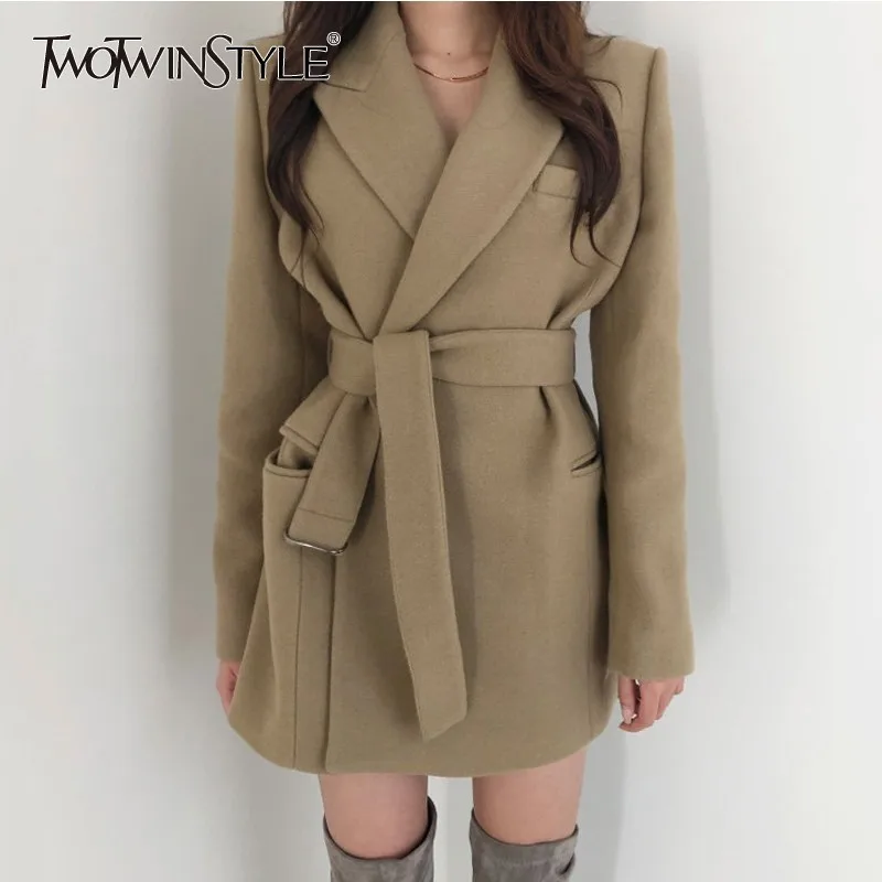 TWOTWINSTYLE 2019 демисезонный Шерсть Женская костюм с длинным рукавом кружево до плюс