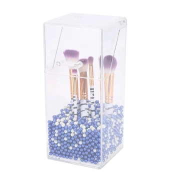

Transparent Makeup Brush Storage Box with Lid Cover Dust-proof Cosmetic Nail Brush Storage Box Makeup Pearls