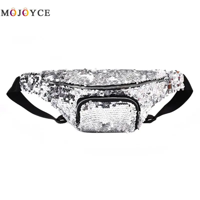 

Fashion Women Sequins Waist Bags Leather Crossbody Shiny Leather Fanny Packs Ladies Bum Bag