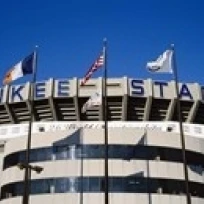 Флаги перед стадионом Yankee stadium Нью-Йорк США постер печать (15x6) | Дом и сад