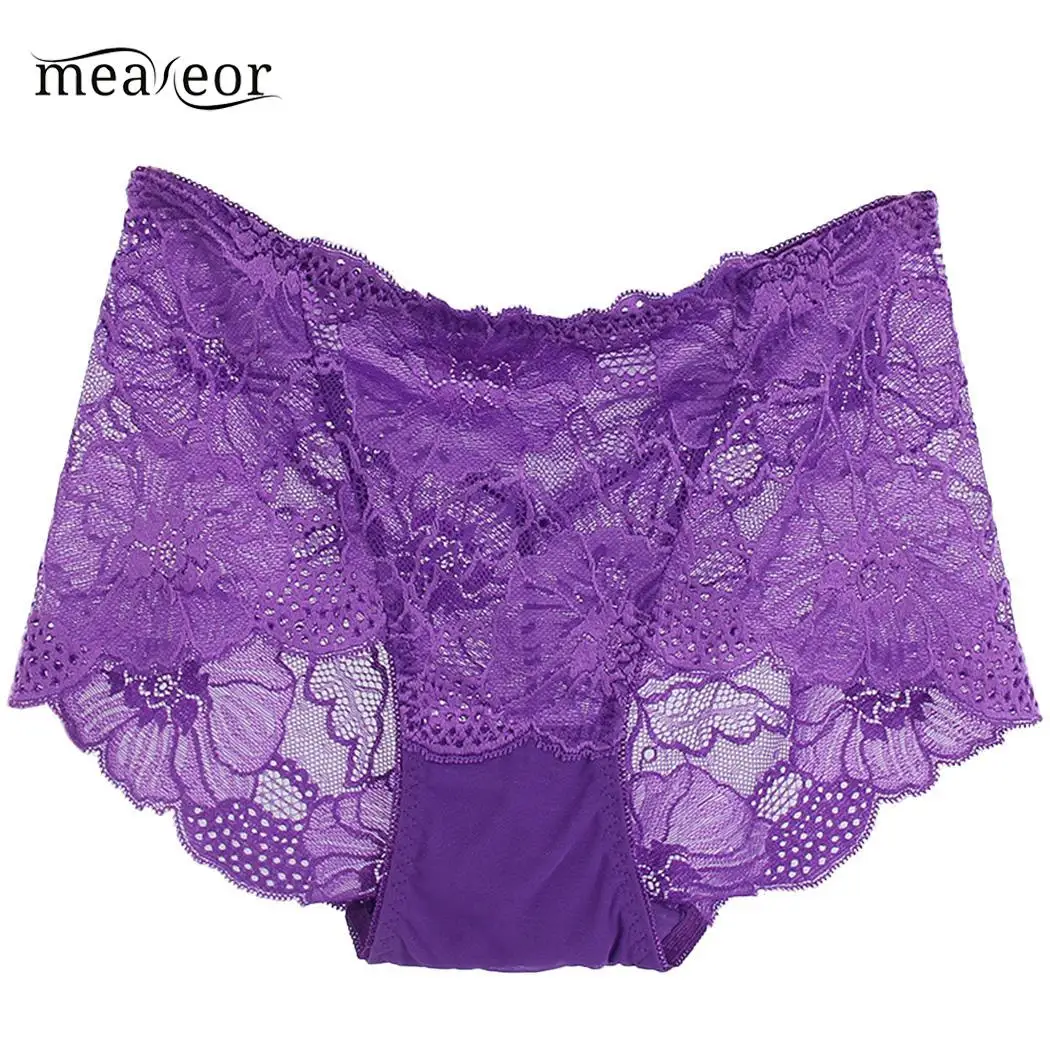 Large size Ultra thin Sexy Lace Panties Mid waist hip lace briefs