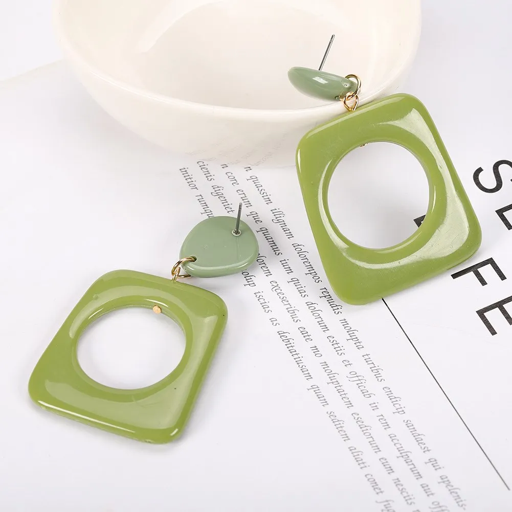 

Korea Big Resin Drop Earrings Women 2019 New Acetic Acid Square Large Earrings Female Trendy Geometric Jewelry