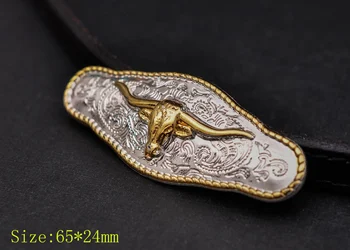 

6X 65*24mm Gold Cowboy Longhorn Bull Leathercraft Horse Saddles Belt Conchos