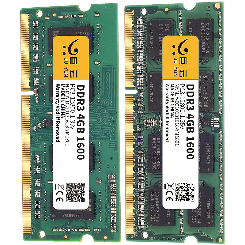 Ju Yun DDR3L 4 Гб 1600 МГц ОЗУ память для ноутбука 1066 1333 МГц ноутбук совместимый 8 Гб 2 Гб напряжение 1,35 в