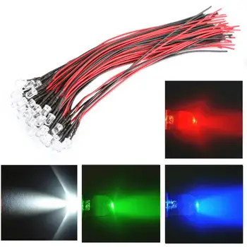 

50pcs/set DC 12V 5mm Vehicle Car LED Long Bright Lamp Bulbs with Wire Automobiles Decorative Car Light Signal Lamp Strip Lights