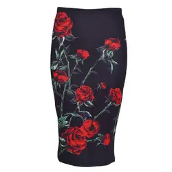 Стильные женские пикантные повседневное Для стройных, обтягивающее цветочный узор юбка элегантный Bodycon