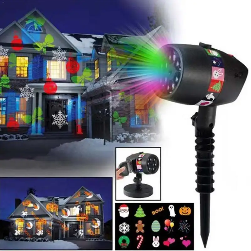 

12pattern LED Christmas Laser Snowflake Projector Outdoor Waterproof Disco Lights Home Garden Star Light Indoor Decoration Lamp