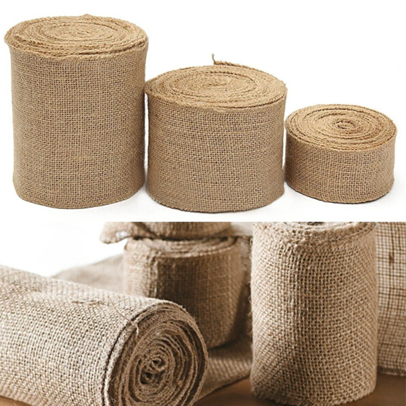 

10M 5/10/15/30cm Natural Vintage Table Runner Jute Burlap Hessian Ribbon Wedding Party Craft Decoration Craft
