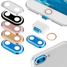 1 комплект крышка задней камеры+ кольцо кнопки дома+ противопыльная заглушка+ контейнер для хранения Пылезащитная заглушка для разъема для Iphone 7/7Plus