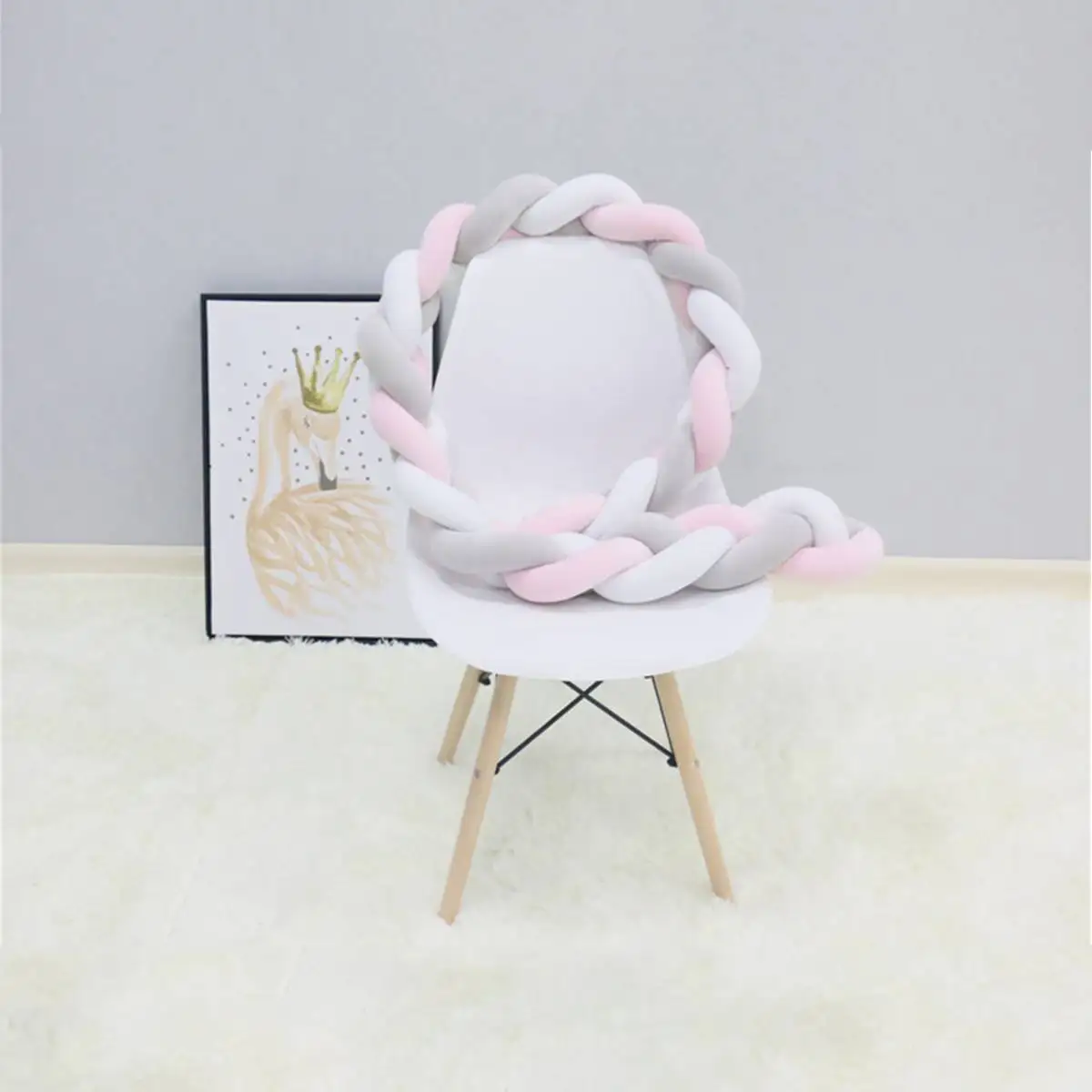 3Meter Newborn Infant Baby Bumper Bed Cushion Soft Braided Long Knot Ball Pillow Crib Protector Baby Room Cot Safety Bumpers