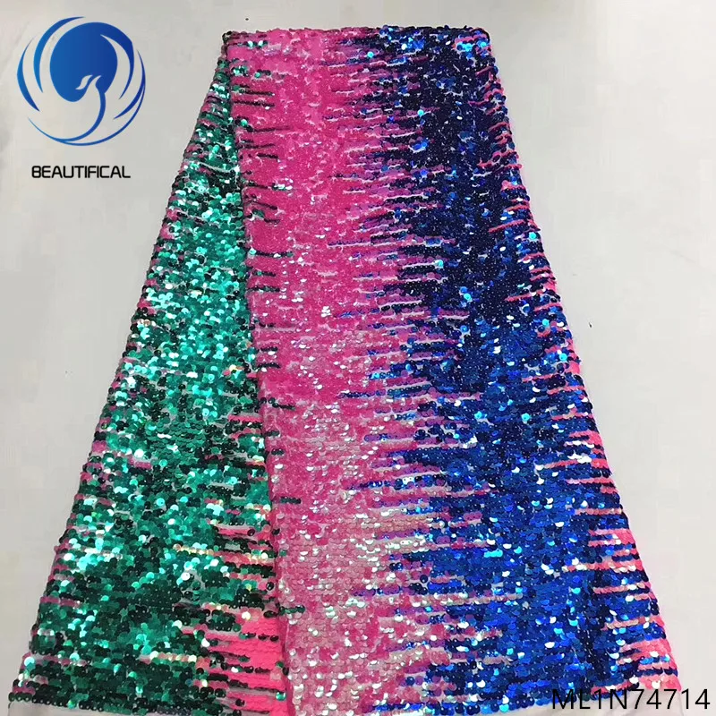 

Beautifical sequins net laces fabrics african laces dress high quality french shiny lace fabrics for party 5yards/lot ML1N747