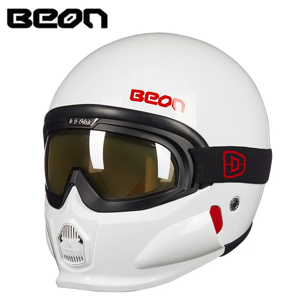 

BEON Touring Motorcycle Helmet Retro Casco Moto Capacetes de Motociclista Casque Moto Vintage Kask Jet Helm with Antifog Goggles