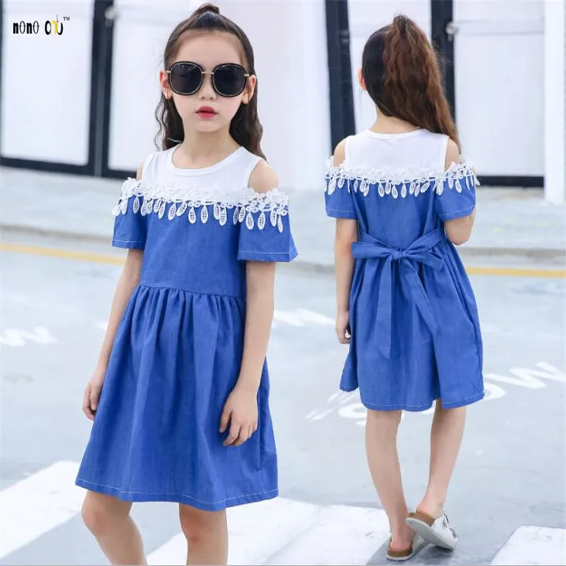 

Teenager Girls Dress Lacework Spliced Pleated Princess Summer Dresses Kids Vestido Child Girl Clothes 4 5 6 7 8 9 10 11 12 Years