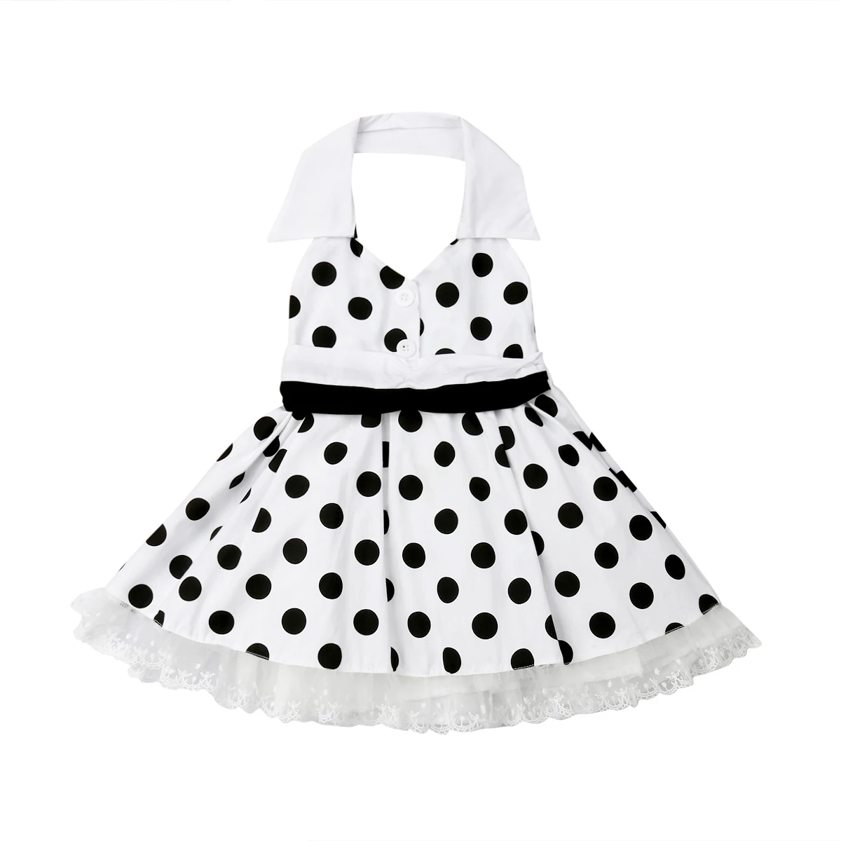 

Sleeveless Polka Dots Buttons Decor Slip Dress For Girls Summer