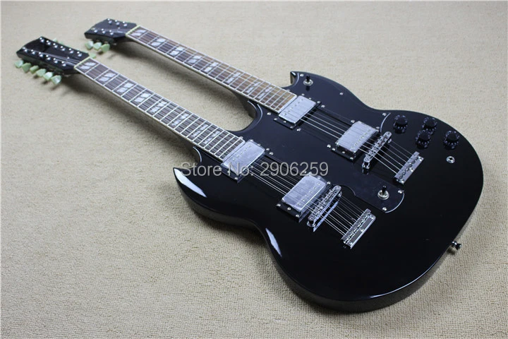 

Hot sale doubleneck guitar,black version.real guitar picture,factory direct .free shipping. 1275 model