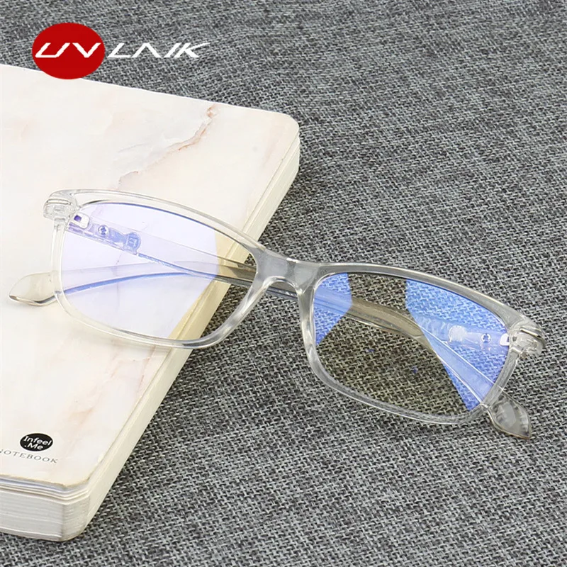 

UVLAIK Fashion Anti Blue Light Glasses Frame Women Anti Radiation Clear Eyeglasses Men anti blue rays no degree flat glasses