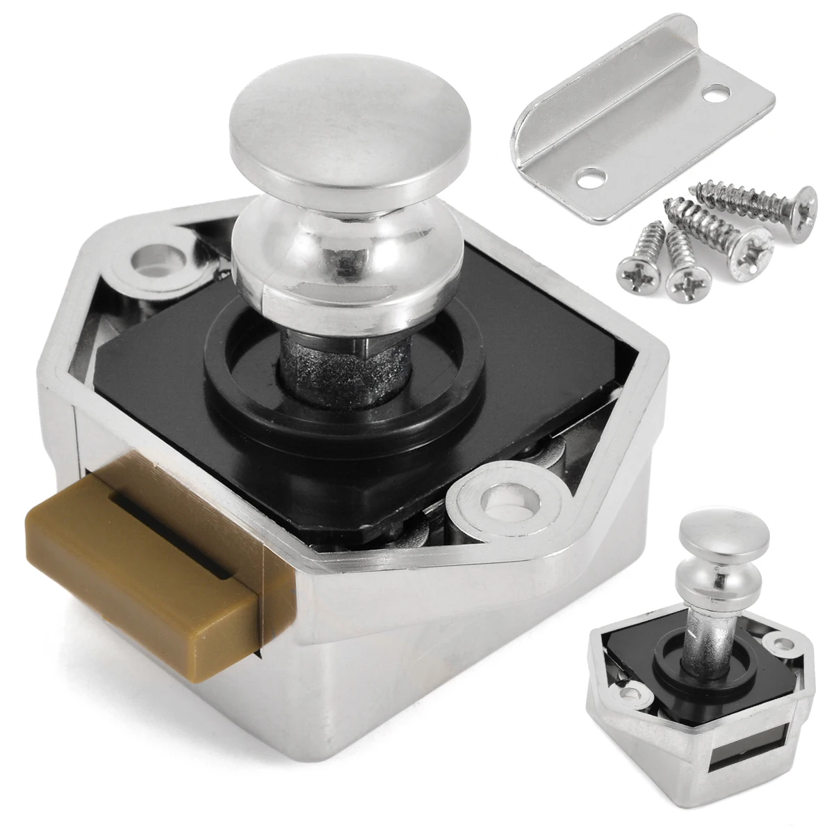 

Mini Push Button Catch Lock Drawer Cupboard RV Caravan Camper Motor Knob Cabinet Drawer
