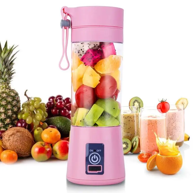 

380Ml Usb Rechargeable Blender Mixer 6 Blades Juicer Bottle Cup Juice Citrus Lemon Vegetables Fruit Smoothie Squeezers Reamers