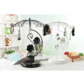 

Black/White Vogue Umbrella Earring Necklace Bracelet Jewelry Display Holder Show Rack Stand Organizer