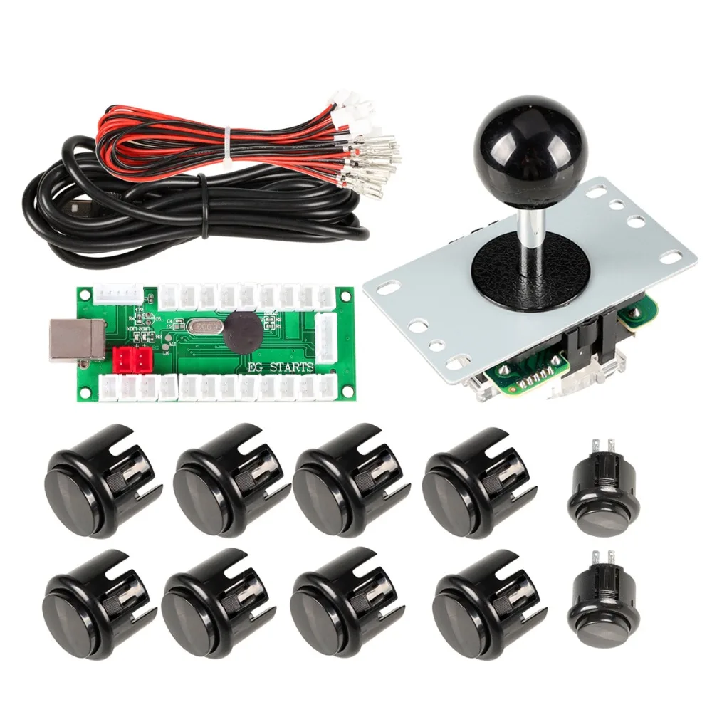 New Black USB Encoder To PC joystick + 5Pin 8 Way Rocker + 10x Push