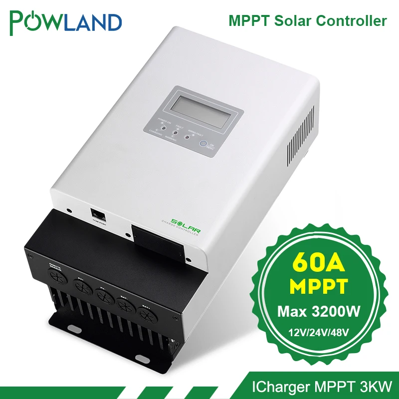 MPPT Солнечный контроллер 60A 48 в солнечный регулятор Макс 3200 Вт солнечного заряда 24
