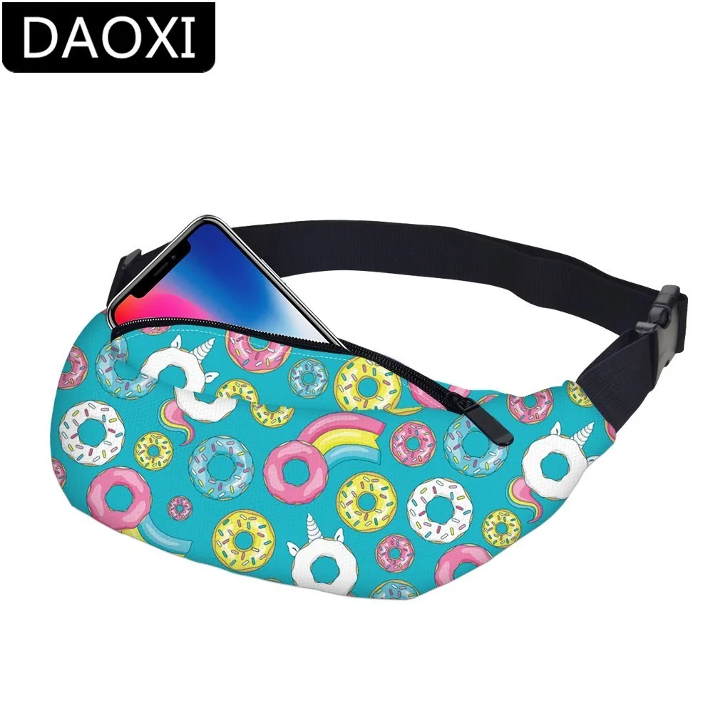 

DAOXI Donut Waist Packs Waterproof Unicorn Fanny Pack for Women Hip Bum Bag Travel Pouch Adjustable Belt Dropshipping DXYB-61