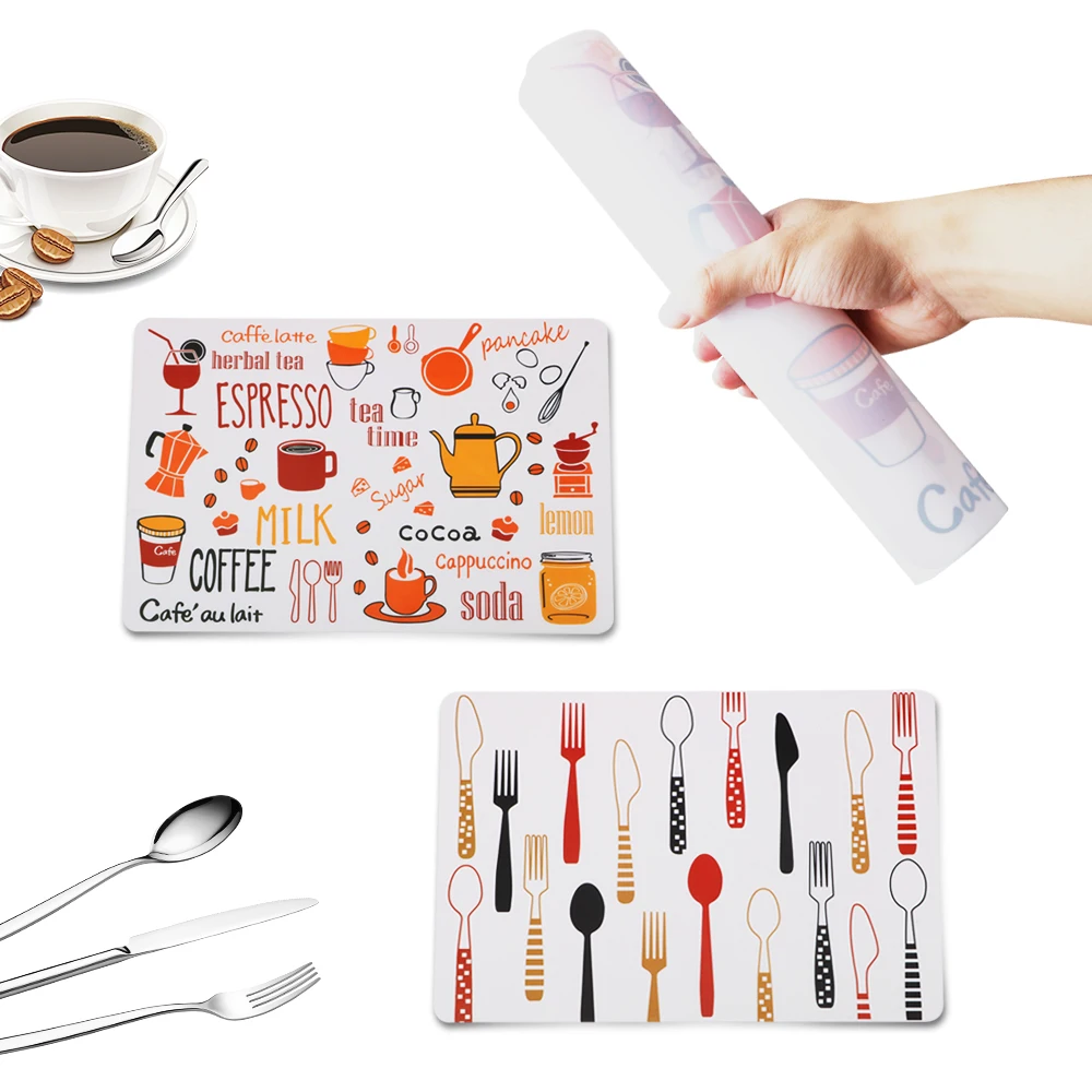 40*28cm Non Slip Dining Table Mat PP Plastic Table Pad Printed Heat