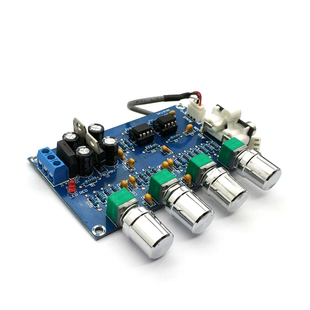

New NE5532 Stereo Pre-amp Preamplifier Tone Board Audio 4 Channels Amplifier Module 4CH CH Control Circuit Telephone Preamp