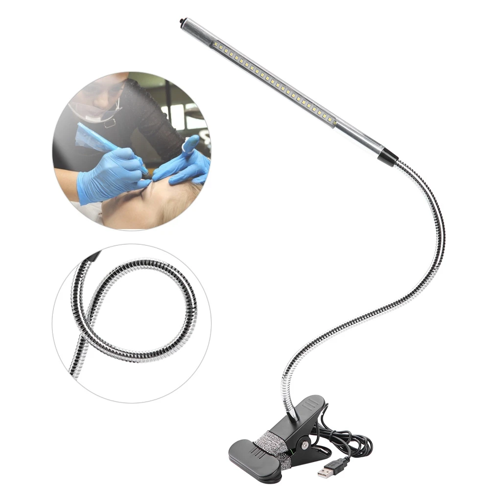 

Portable USB LED Clip Table Lamp Adjustable Desk Light for Tattoo/Manicure/Makeup Black Nail Art Skin Care Salon Tool