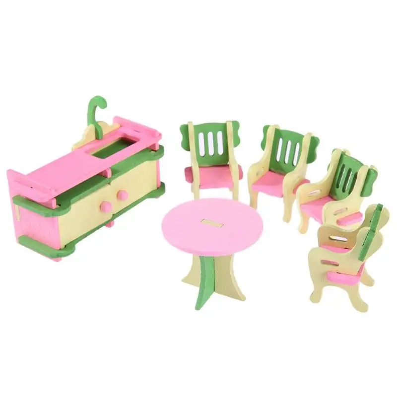 Мини Деревянный моделирование кукольный домик обучающая игрушка набор мебели комната спальня ролевые игры куклы игрушки Дети