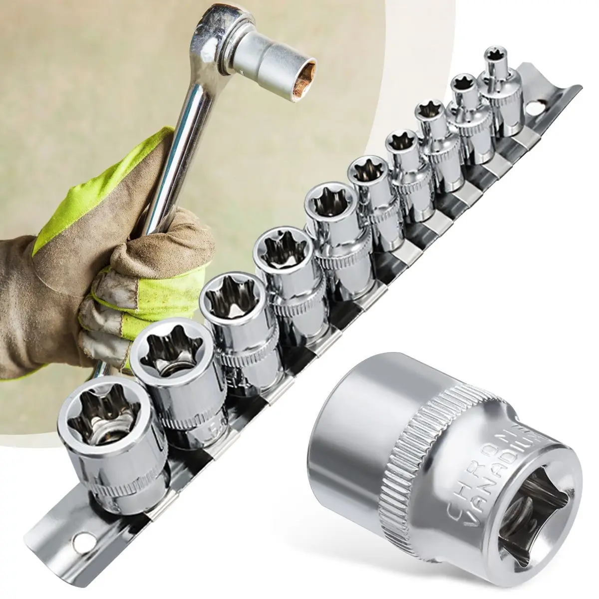 10pc 1/4" And 3/8"DRIVE DEEP WELL AIR IMPACT SOCKET SET METRIC MM W