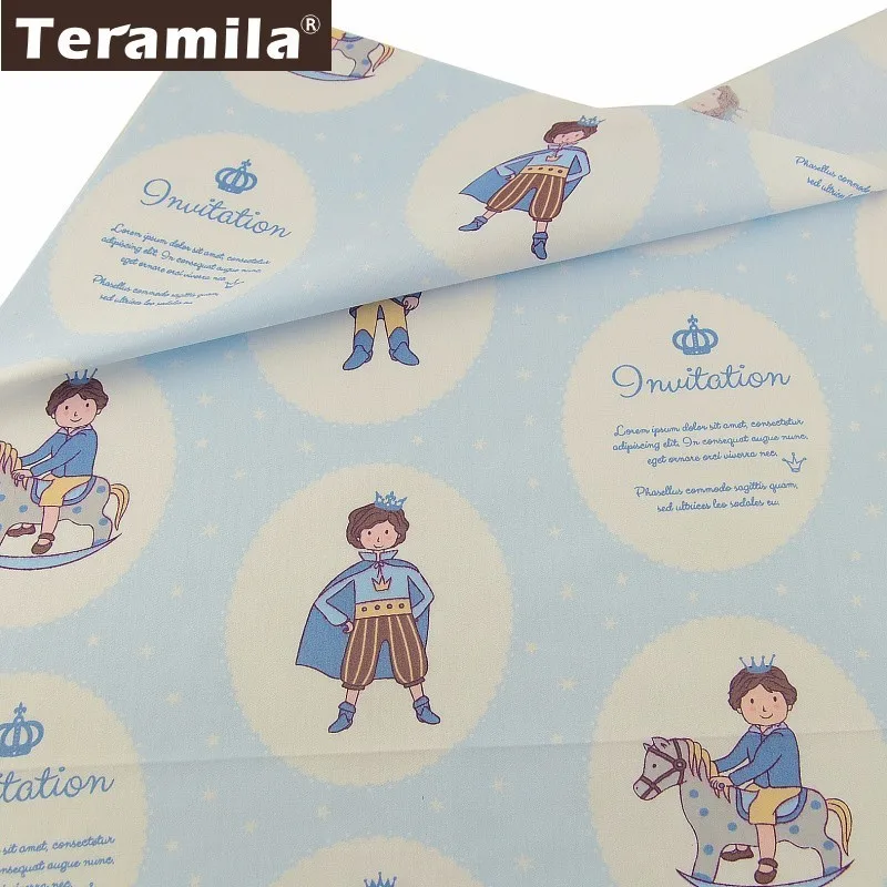 

Teramila Sky Blue Twill Sewing Material 100% Cotton Fabric Cartoon Prince Type Patchwork Scrapbooking DIY Tissus Tela Algodon