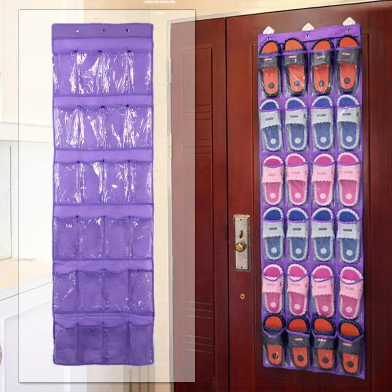 

24 Grids Hanging Handbag Organizer for Wardrobe Closet Transparent Storage Bag Door Wall Clear Sundry Shoe Bag with Hanger