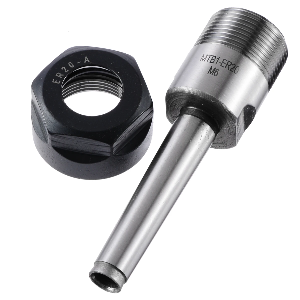 

ER20 Collet Chuck Holder Straight Shank Extension Lathe Rod Milling Tool with No.1 Morse Taper MT1 Shank M6 Thread Machines
