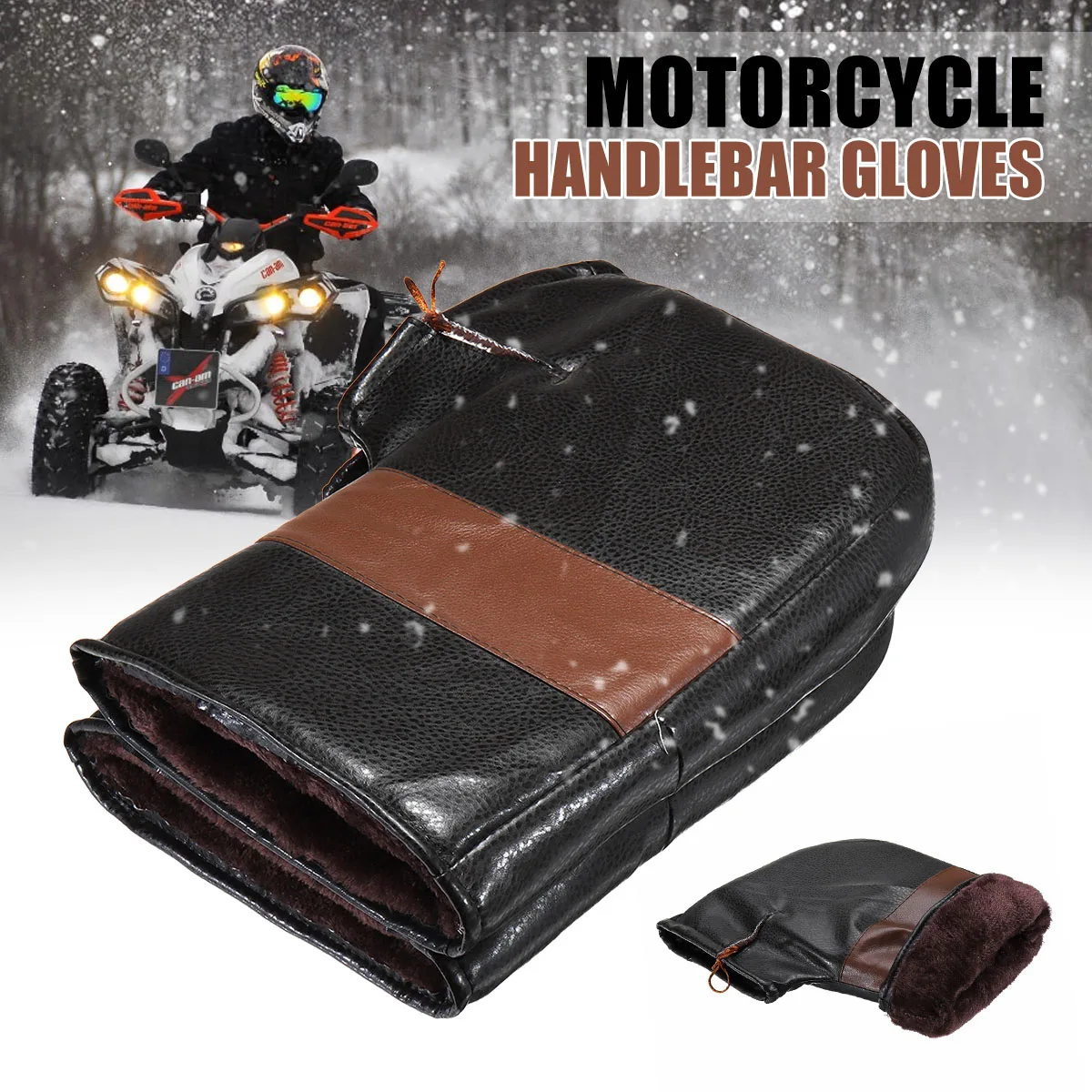 

Pair Motorcycle Handlebar Gloves Waterproof Windproof Winter Thicken Warm Motorbike Bike Handlebar Hand Cover Gloves Muffs Mitts