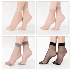 MISSKY 10 пар Женские носки сплошной цвет досуг Мягкие Модные прозрачные короткие шелковые носки