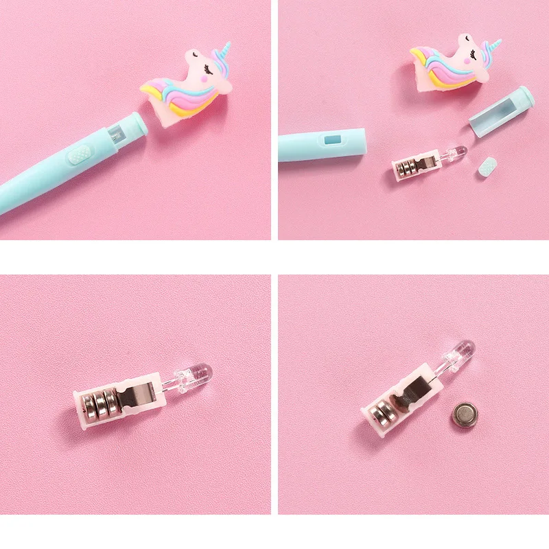 Kawaii Единорог ручки милые Светодиодные Гелевые Ручки Новинка обычные для детей