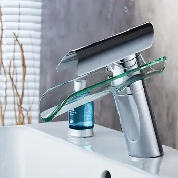 

Adeeing Fashion Simple Single Handle Bathroom Sink Faucet Hot&Cold Waterfall Basin Water Tap