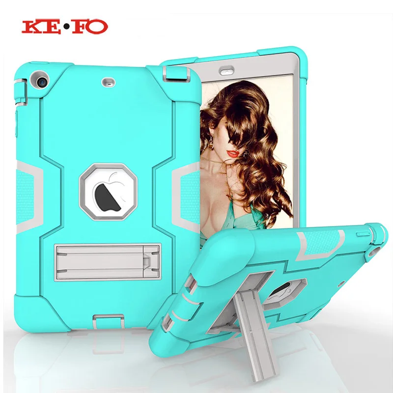 

For iPad mini 1/2/3 Cover Kids Safe Armor Shockproof Heavy Duty Silicone+PC Hard Case For Apple iPad Mini 3 2 1 With Kickstand