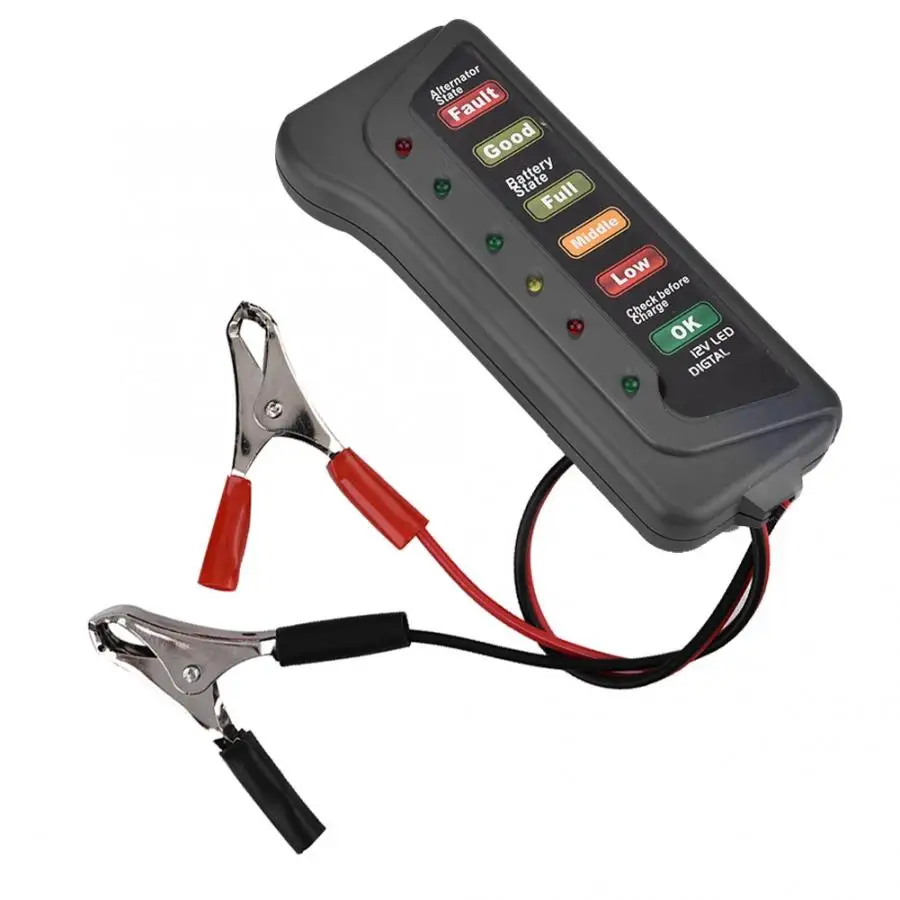 

6 LED Display 12V Car Motorcycle Battery Load Tester Digital Analyzer Alternator Charge Starting State Motor 12 Volt Auto
