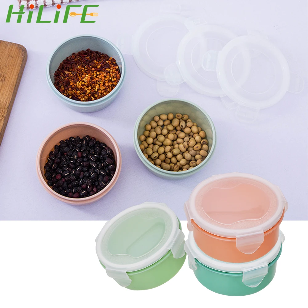 

HILIFE Round Seal Box Lunch Box Plastic 10*10*5cm Grains Sorting Container Mini Sealed Crisper Box