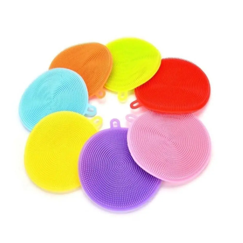 

1PC Multifunction Silicone Dish Bowl Cleaning Brush Scouring Pad Dish Sponge Kitchen Pot Cleaner Washing Tool Random Color