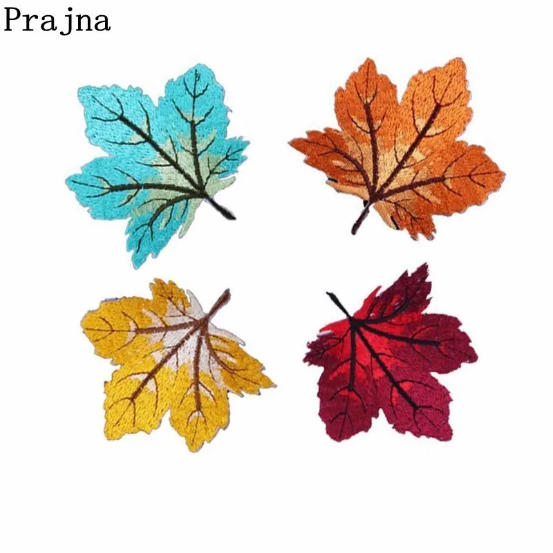 

Prajna Canada Maple leaves Sew On Badges Leaf Patches Green Iron On Patches Feather Accessories For Clothing Embroidered Patches