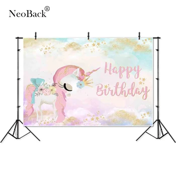 

Thin Vinyl happy birthday unicorn star flower glitter Photography studio Background children professional indoor Photo Backdrops