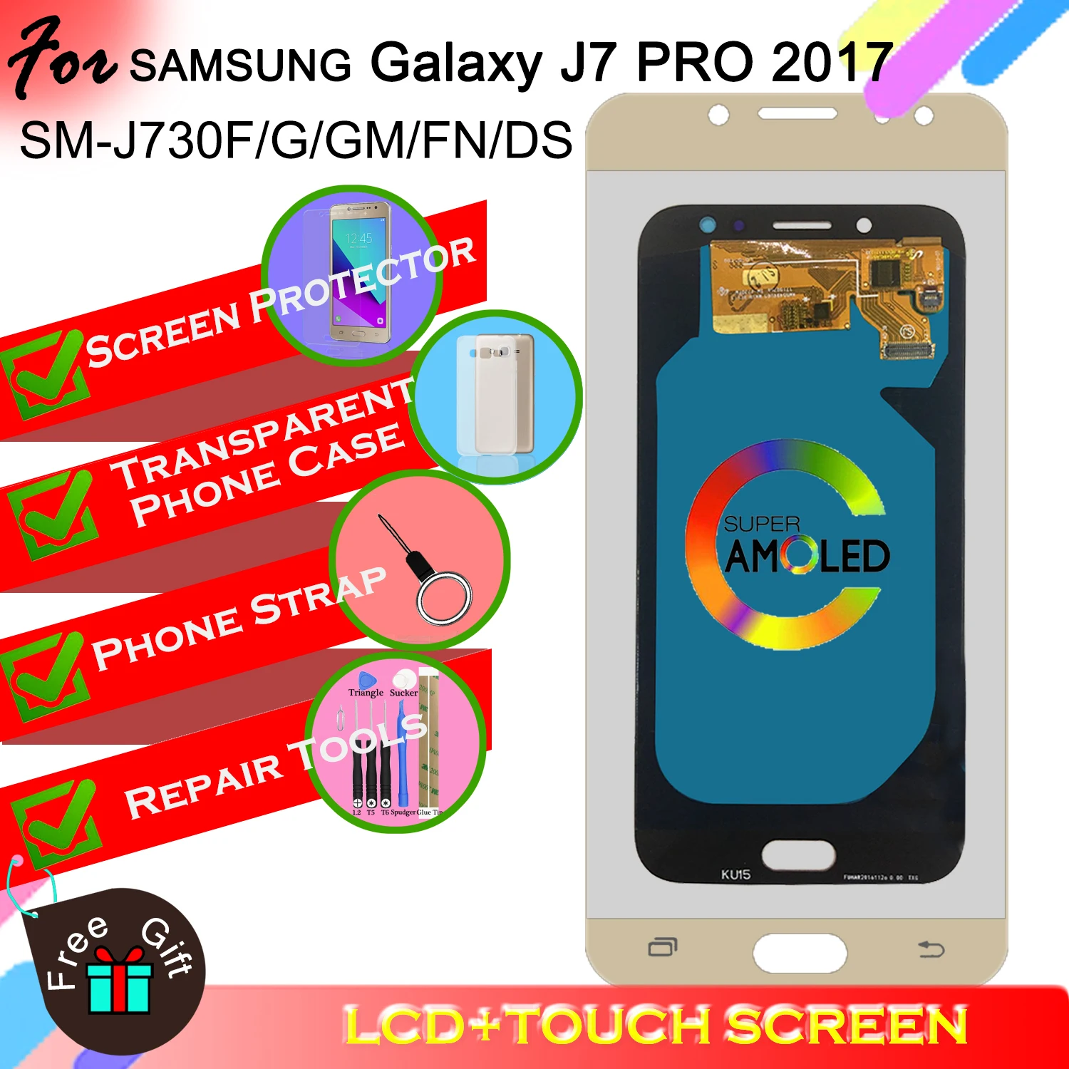 

J730F LCD Super AMOLED for Samsung GalaxyJ7 Pro 2017 J730 J730F/GM /G/DS Touch Screen Digitizer Assembly Replacment