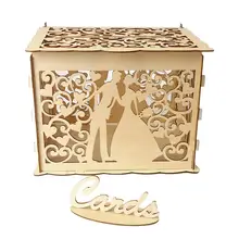 Новая деревянная коробка свадебные принадлежности DIY пара олень птица цветочный узор сетка визитная карточка деревянная коробка