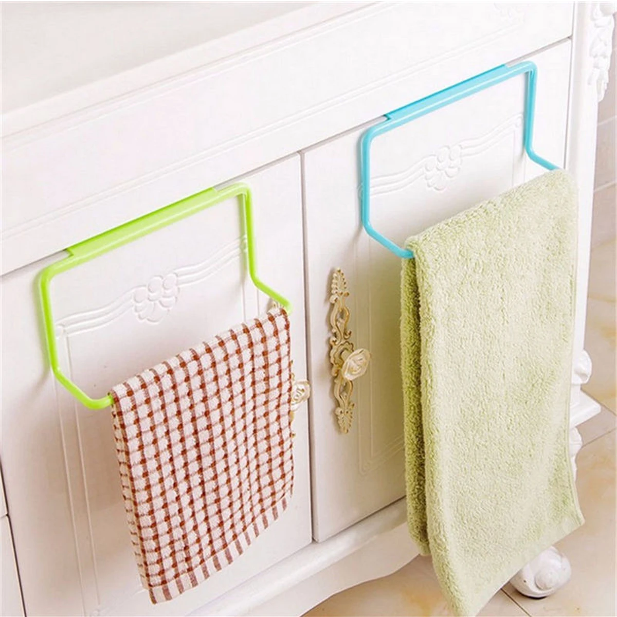

1Pcs Towel Rack Kitchen Multi-purpose Hanging Holder Organizer Bathroom Cabinet Cupboard Hanger Door Back Towel Rack Holder