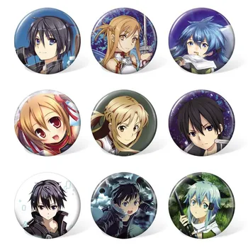 

9 pcs/lot Anime Sword Art Online Badges Toys SAO Brooch Model Pins for gifts Size 58MM