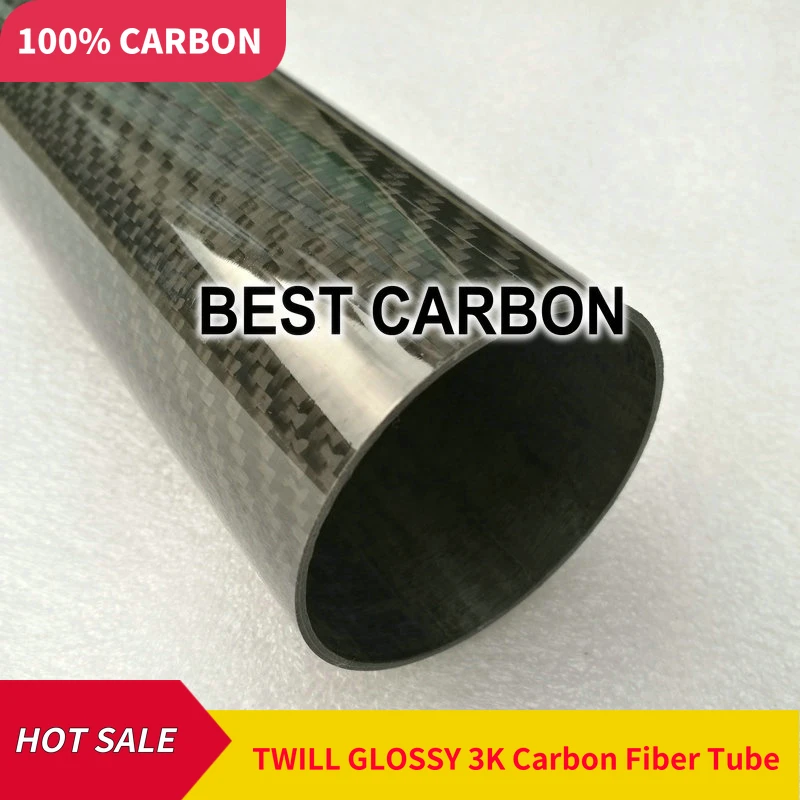

Free shiping OD14mm to OD 20mm with 500mm length High Quality Twill glossy surface 3K Carbon Fiber Fabric Wound Tube