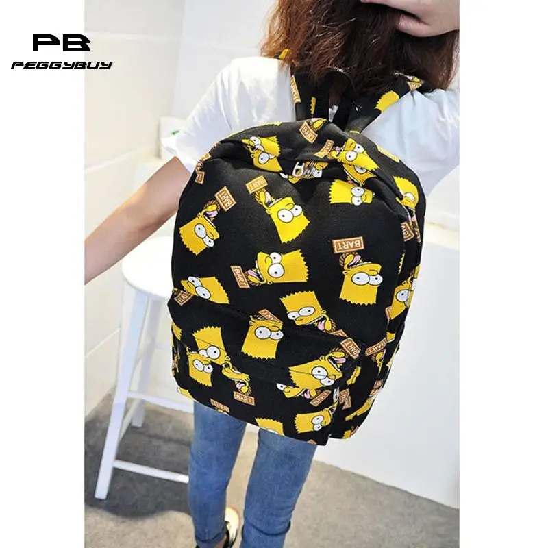 Мультфильм Симпсоны печати женские рюкзаки Холст Школьные сумки для девочек подростков дорожная сумка через плечо mochila feminina Bolsas